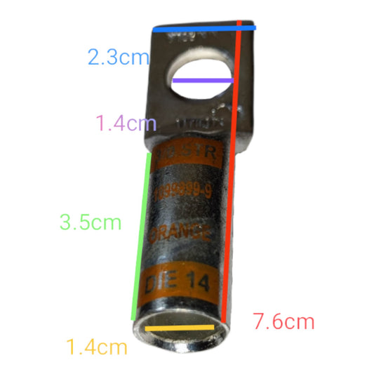 Metal terminal with dimensions labeled on a white background