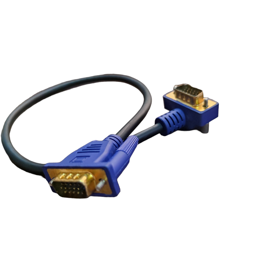 Grippes VGA Cable Male to Male with blue connectors and gold-plated pins for reliable video signal transmission