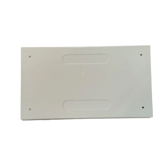 A white rectangular plastic panel or cover with two horizontal recessed slots and four small screw holes, shown on a plain white background.