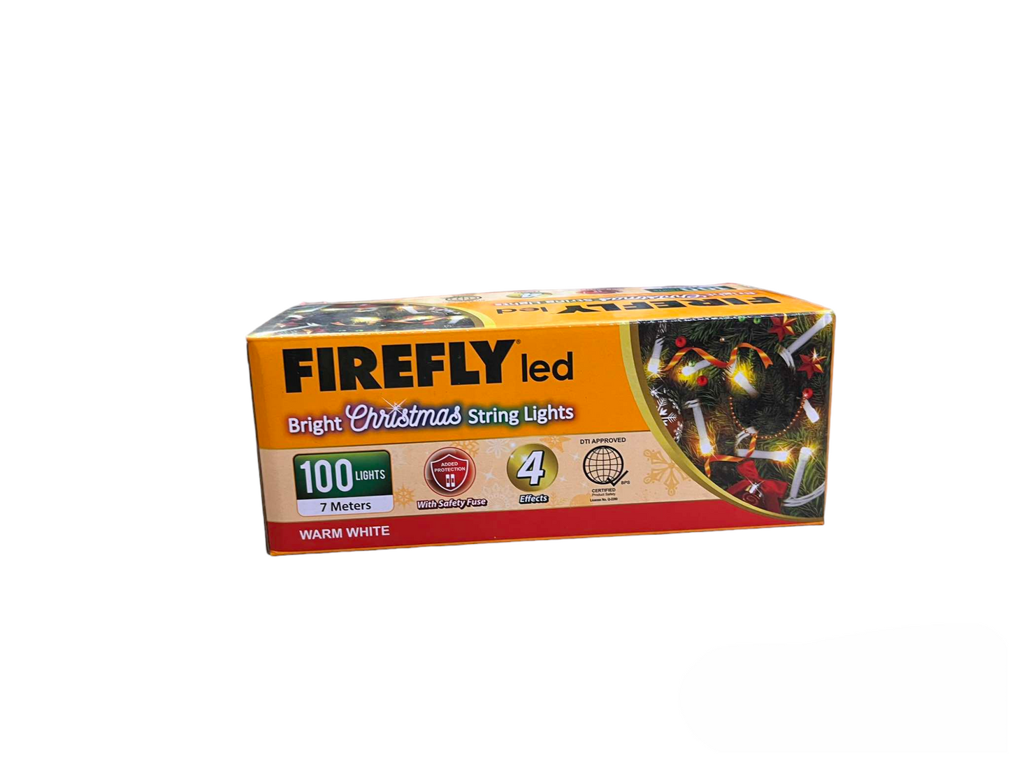 Firefly 100 LED Bulb Christmas Light Warm White 3000K 7 Meters 7W 220V Indoor Max of 20 Connection White Wire 4 Effects Steady, Running, Blinking, Alternating FXL13100WW