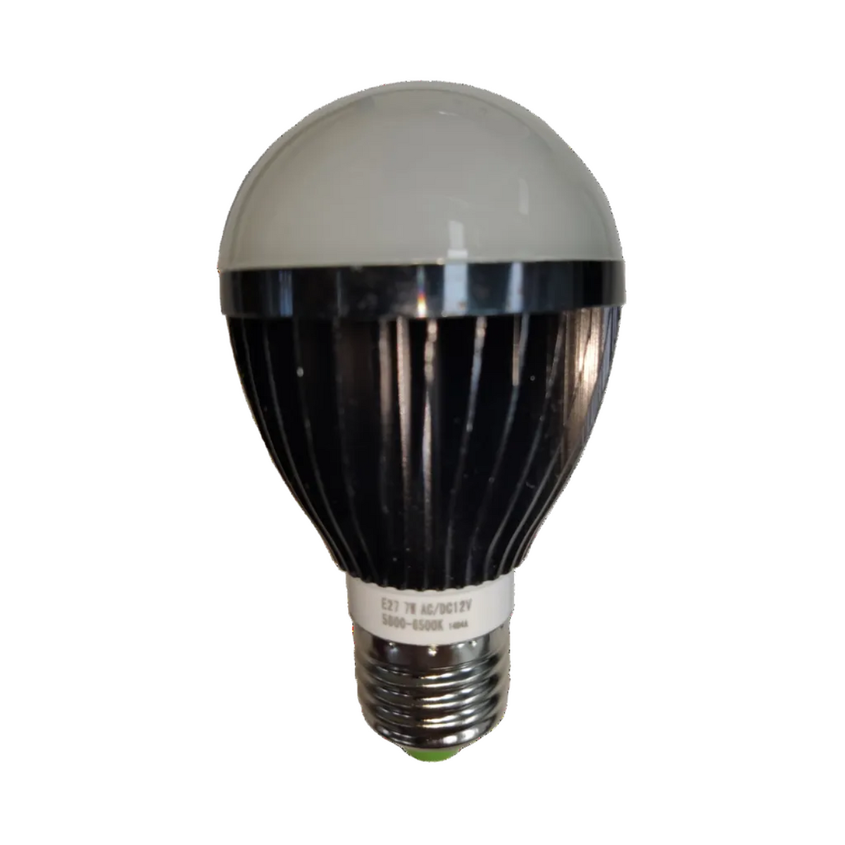 LED Bulb 12V DC 7W E27 Daylight ( Aluminum Heat Sink, needs Battery to light up)