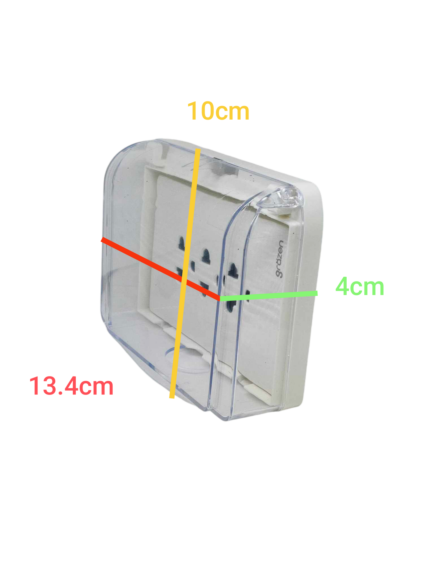 Grazen Weatherproof Plate Cover with 3 Gang Universal Outlet with Ground 16A 220V WC-019-W+GW-011