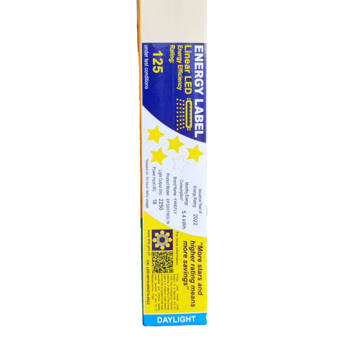 Firefly 18W T8 LED Fluorescent Tube Daylight 6500K with Fixture 220V 122.5cm EBTS11/DL18
