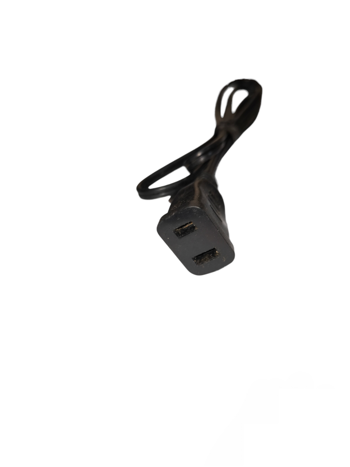 Black AC Cord 1 Meters Flat Outlet AWG 18 power cable with two-prong connector