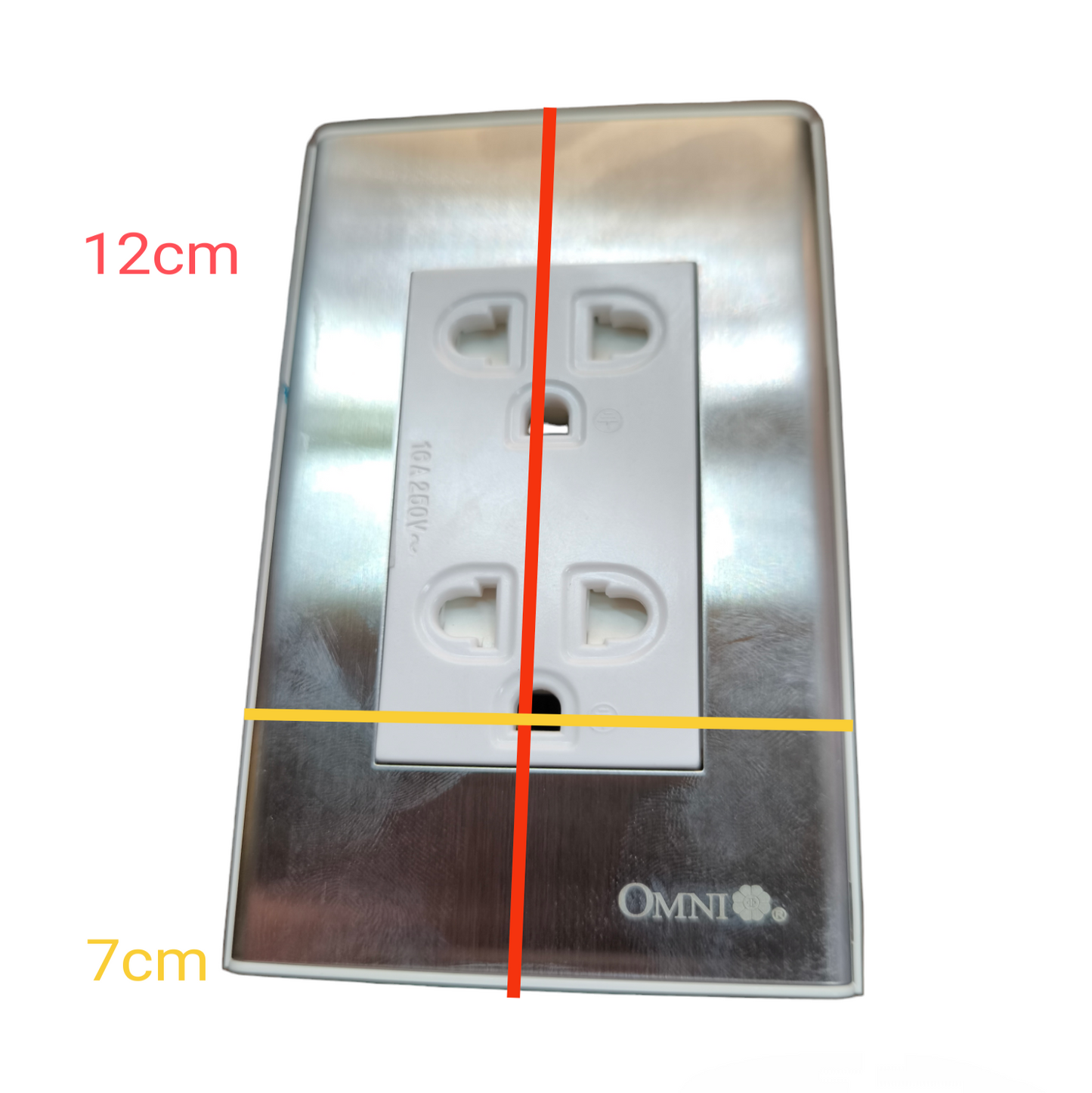 Omni Duplex Outlet with Stainless Plate Cover 16A 250V WWP-113S+WWG-402