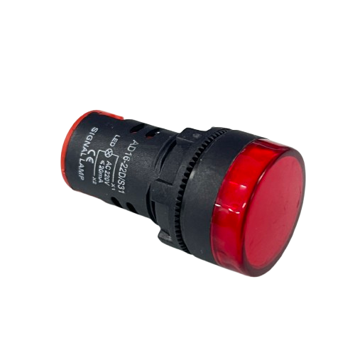 Denko Pilot light 220v RED 22mm round red LED signal lamp with black housing for control panels