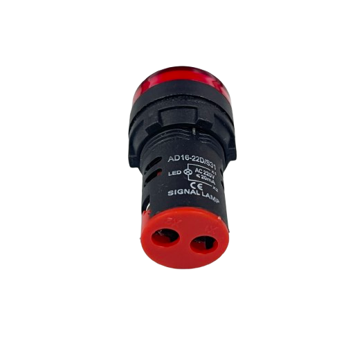 Denko Pilot light 220v RED 22mm panel mount LED signal lamp with red lens and black housing