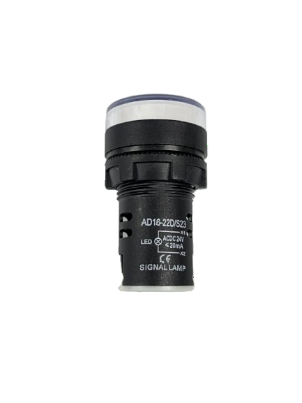 Grippes Work and Safety Lights panel mount pilot indicator with white lens and threaded black body Pilot light 24V DC WHITE 22mm