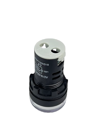 Grippes Pilot light 24V DC WHITE 22mm industrial control indicator with black body and white bezel