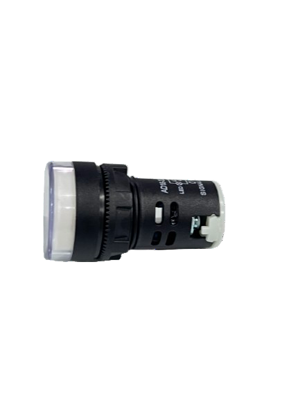 Grippes Pilot light 24V DC WHITE 22mm panel mount LED indicator with white lens and black housing