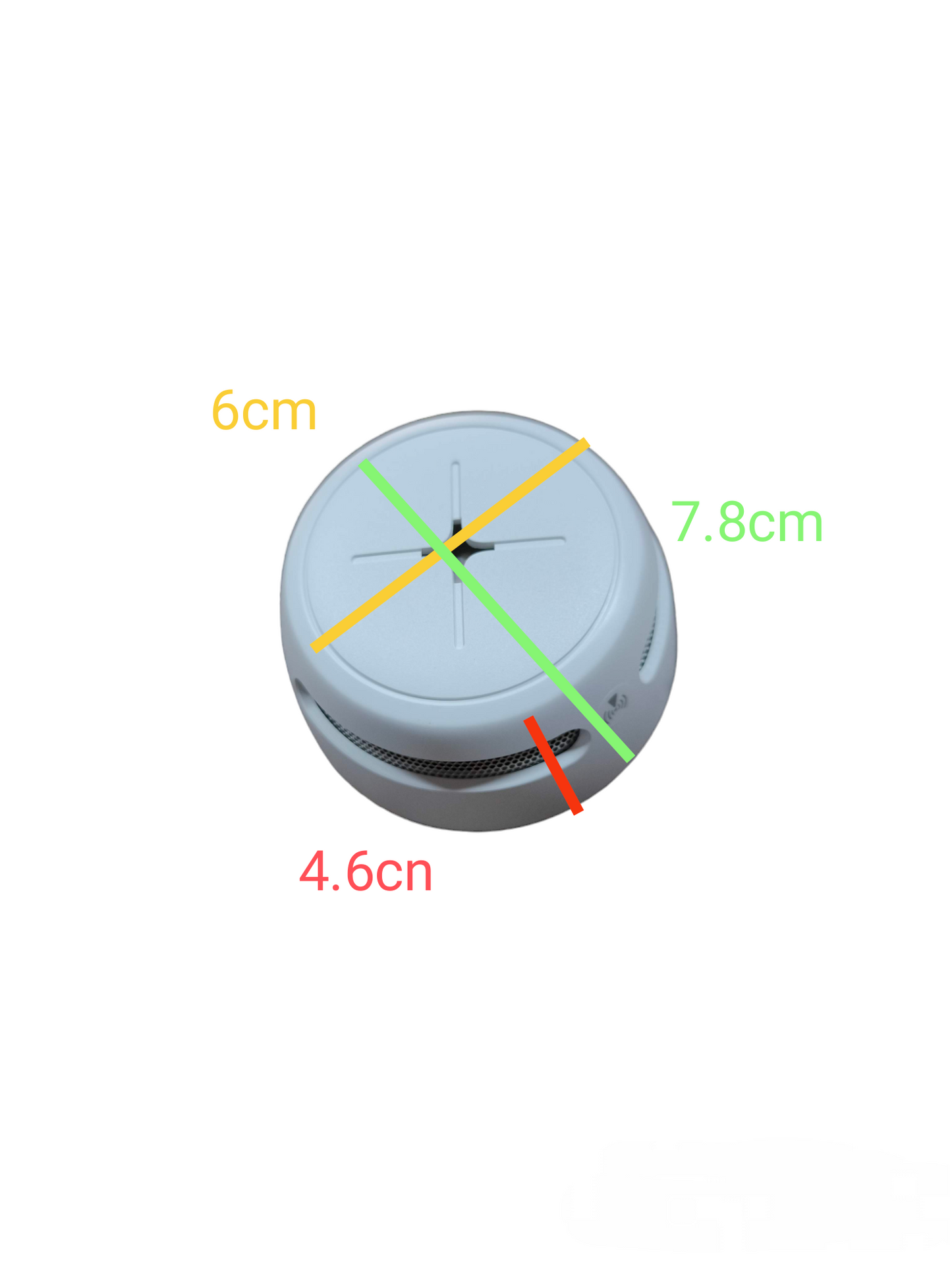 Aegislink wireless interlinked smoke alarm with compact white round design and size measurements