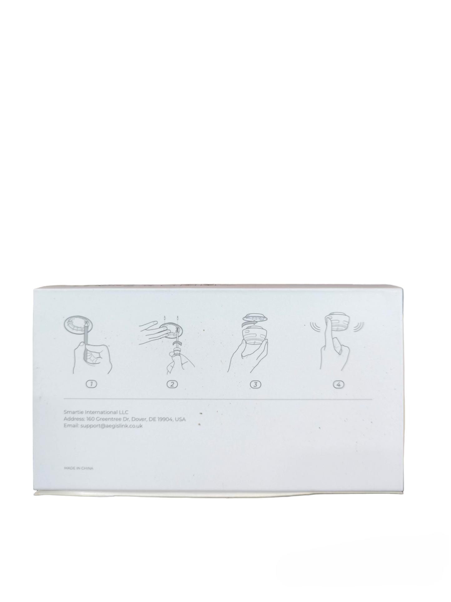 Aegislink wireless interlinked smoke alarm packaging showing installation instructions for CCTV and security system