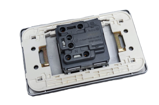 Omni Aircon Outlet Tandem Outlet power point switch component with white frame on black background