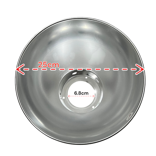 Biglite aluminum reflector lamp cover for ceiling lights with 25cm diameter in polished silver finish