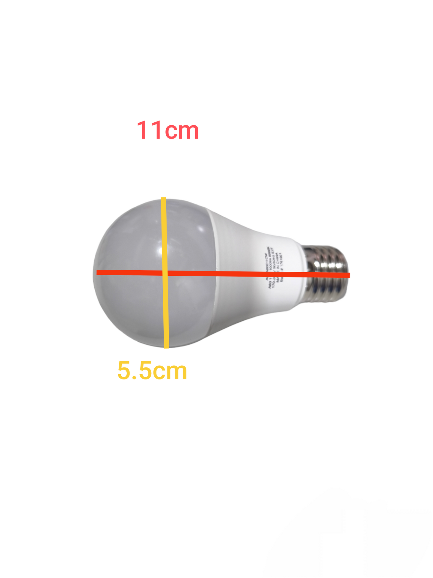 Ambi-fx 11W LED bulb E27 220V with dimensions 11 cm height and 5.5 cm diameter shown