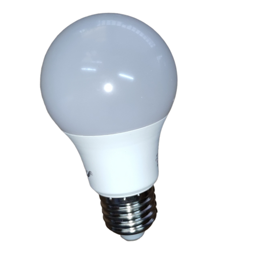 Ambi fx 9W LED Bulb E27 220V 6000K frosted white globe with E27 screw base on black background