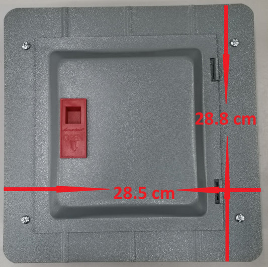 America 3x3 panel board 6 holes gray electrical cover with measurements 28.8 by 28.5 centimeters