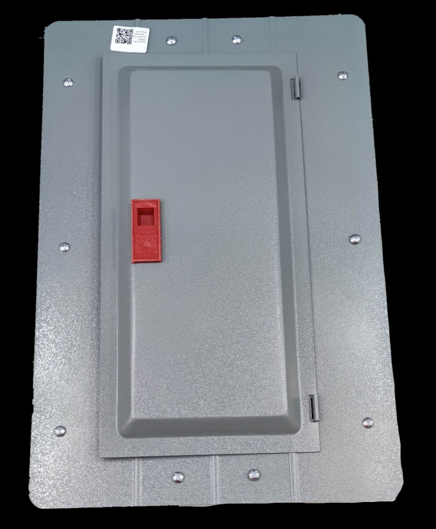Gray panel board 12 branches with red latch for electrical circuitry and parts