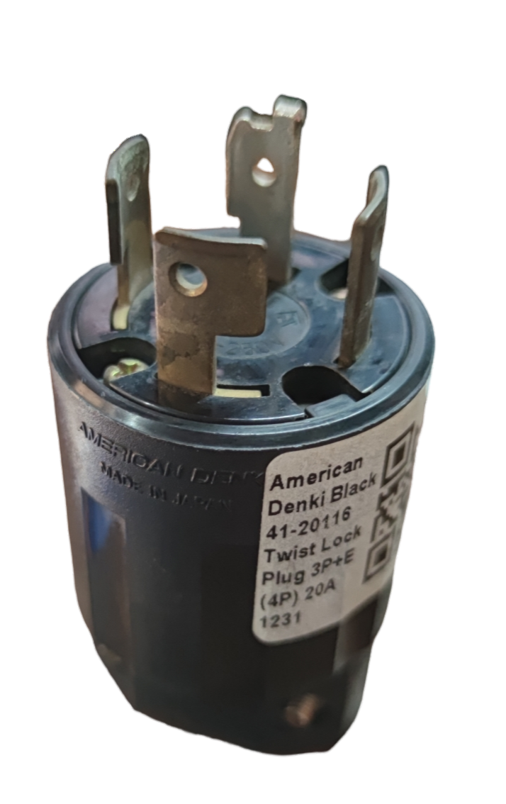 American Denki 20A twist lock plug featuring durable design for secure electrical connections