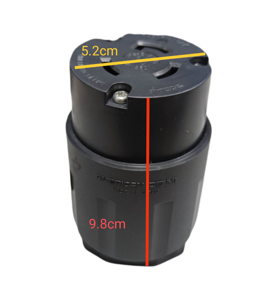 Grippes American Denki Twist Lock 30A 2P industrial black locking plug 5.2cm top 9.8cm length