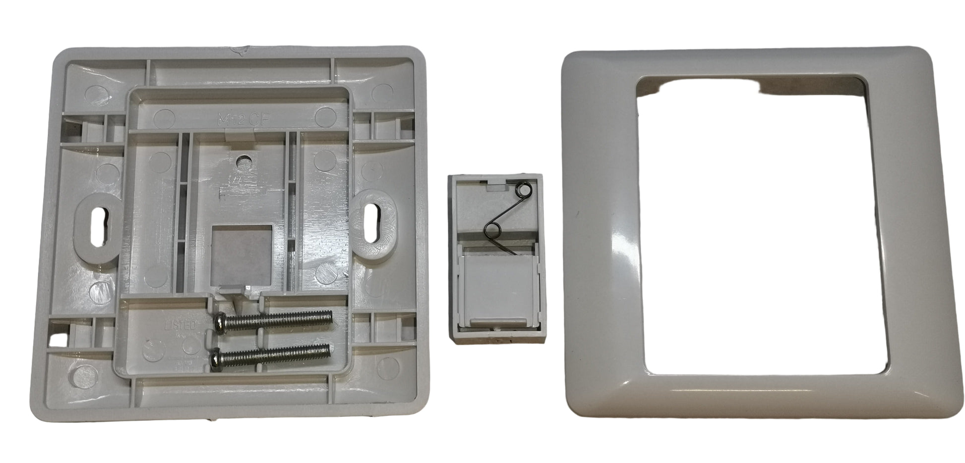 AMP 1 gang faceplate in white with mounting screws for power points switches and plugs