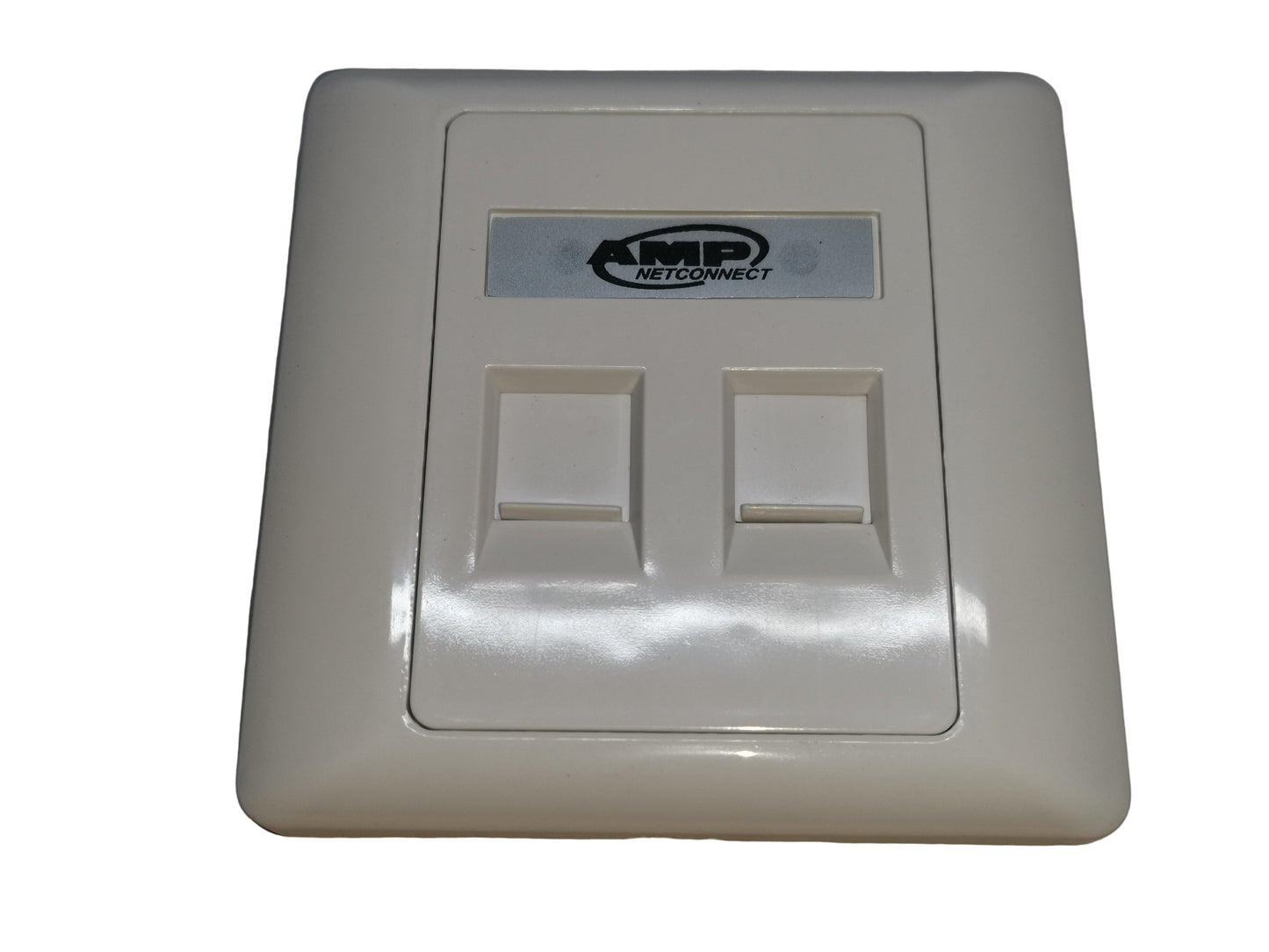 Electx Industrial 2 port wall plate with dual network ports in white for electrical supply