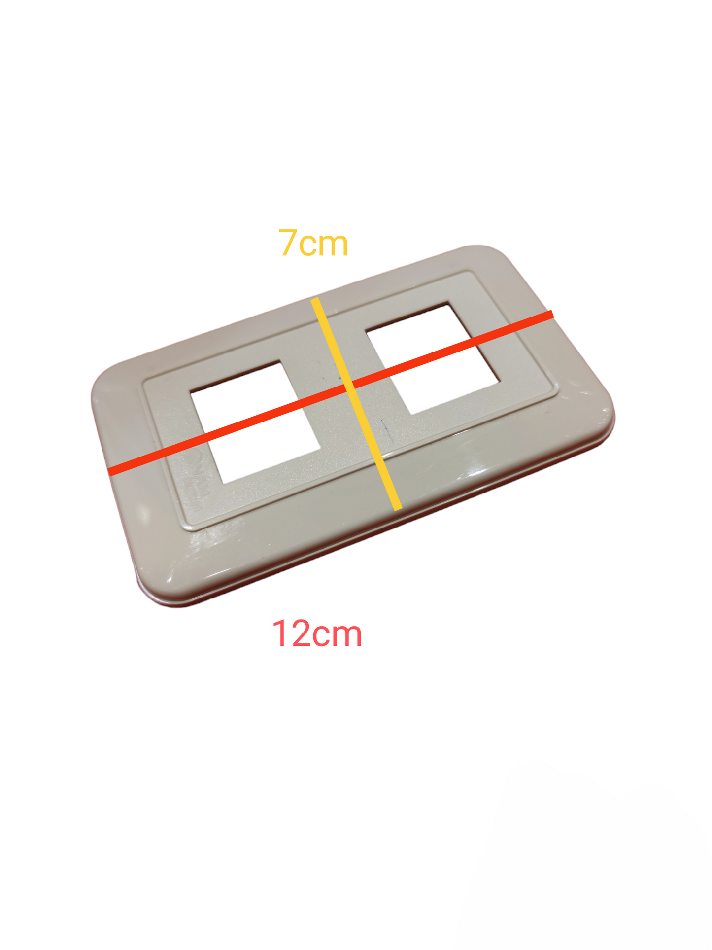 Anam 2 gang plate cover in white with dimensions 12cm by 7cm for power points and switches