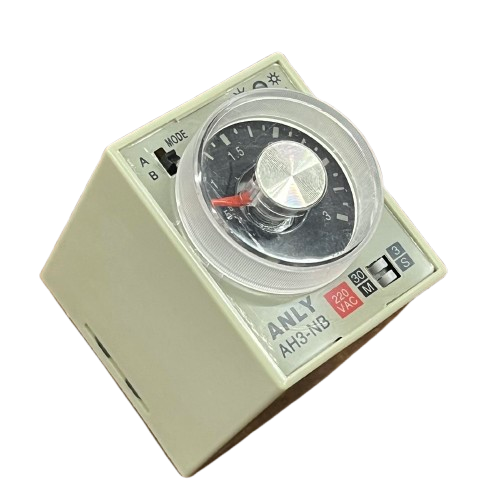 anly ah3nb analogue timer relay 220v beige DIN mount timer with clear rotary dial red indicator and adjustment knob