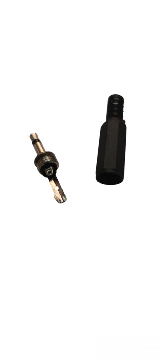3.5mm electrical plug for speakers disassembled metal audio connector with black plastic housing