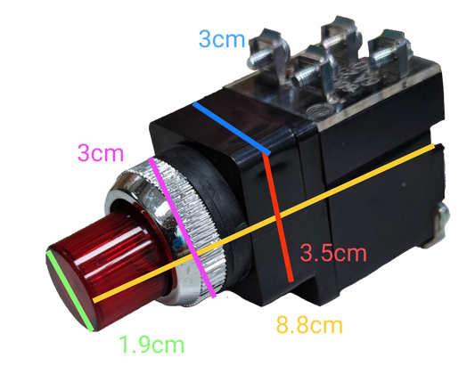Auspicious 25mm illuminated push button switch with red light and metallic ring for power control