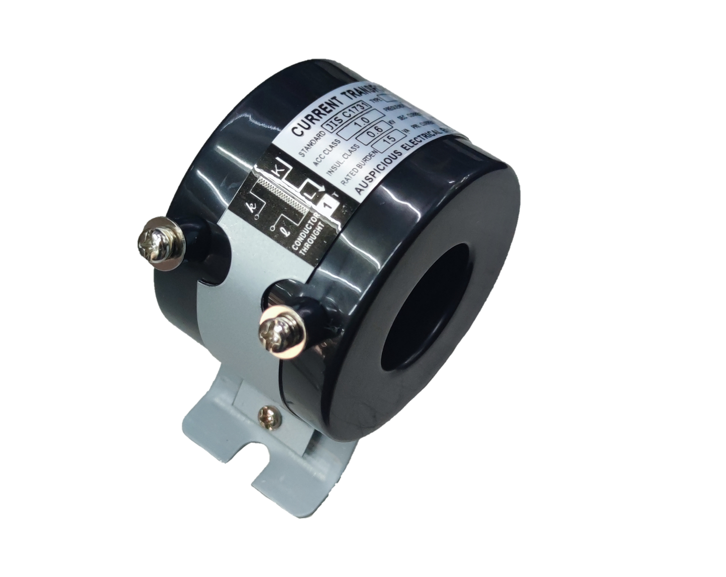 Auspicious ring current transformer 150 to 5 ratio with mounting bracket and twin screw terminals