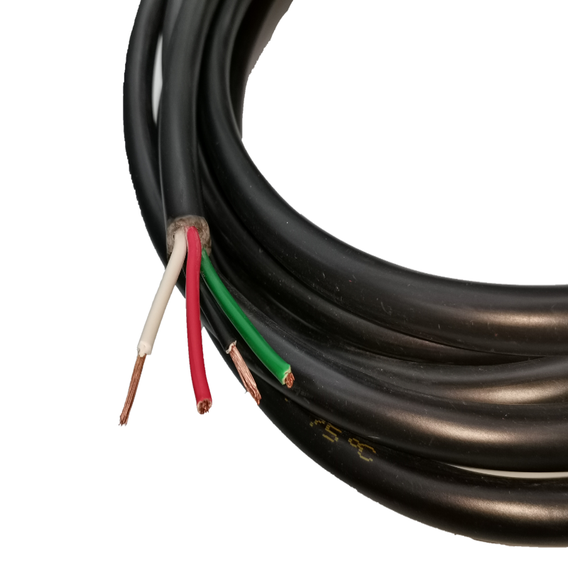 Phelps Dodge AWG 18 Royal Cord Power Cable 4C with durable black insulation and exposed wires