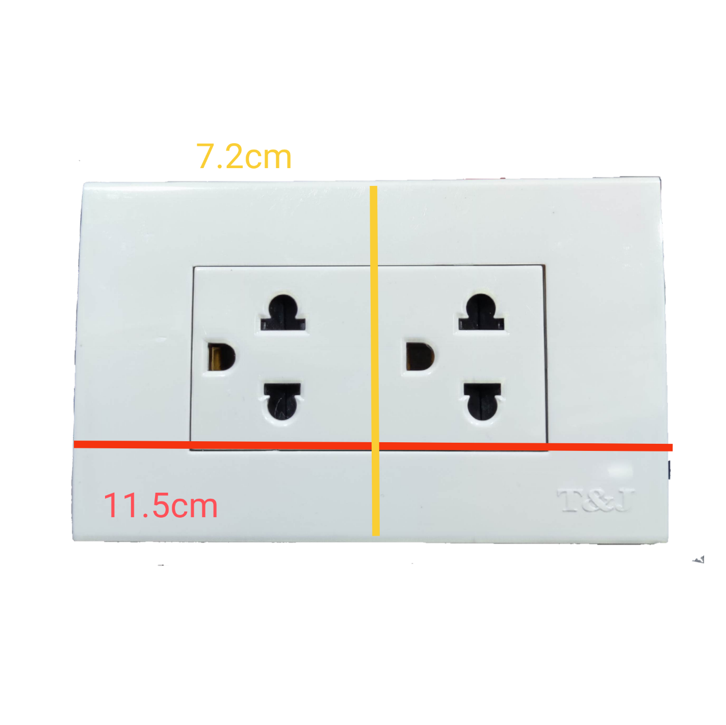 Duplex Universal Outlet with Ground 16A 220V ( T&J) , 2 Gang Universal Outlet with Ground
