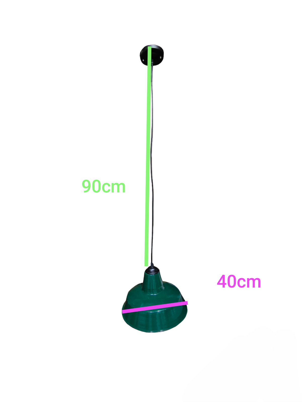 Pendant Light Fixture E27 4A 250V with Reflector Deep Type Available in 16 inches, 14 inches and 12 Inches, Hanging Fixture E27
