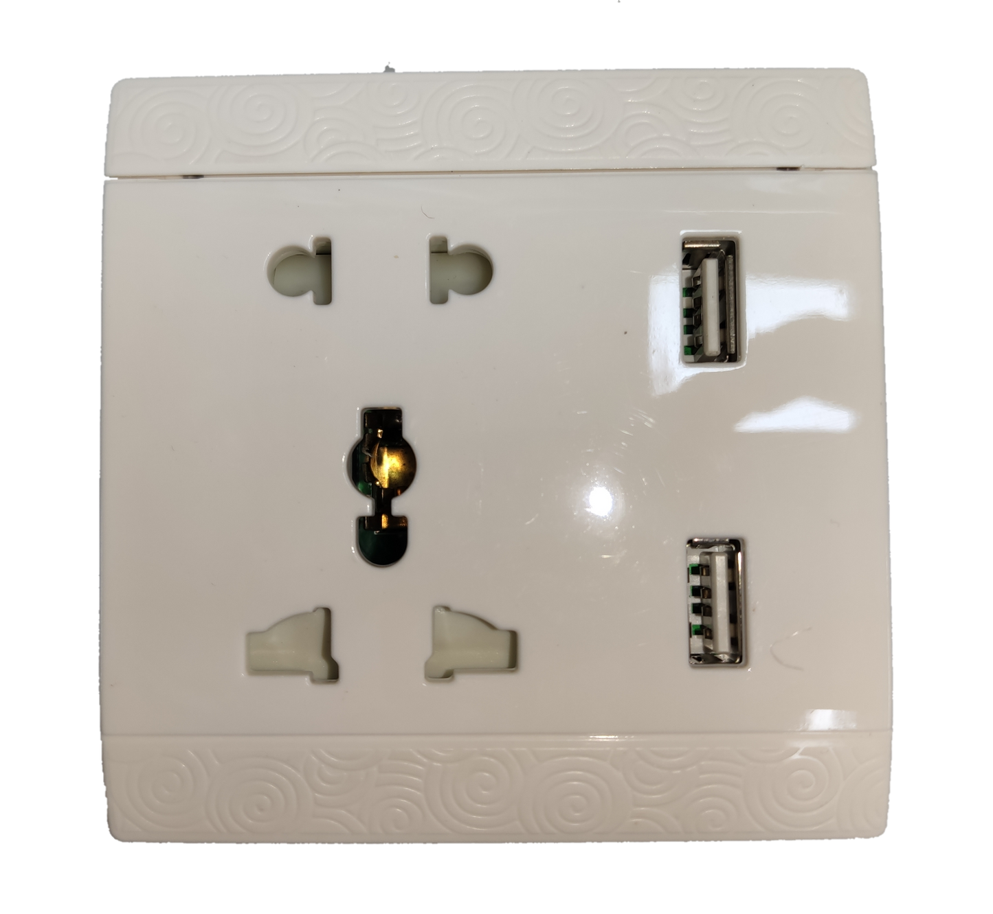 Grippes Convenience Outlet 2 Gang Universal with 2 USB 5V, Square 2 Gang Outlet with Ground 2 USB Outlet.