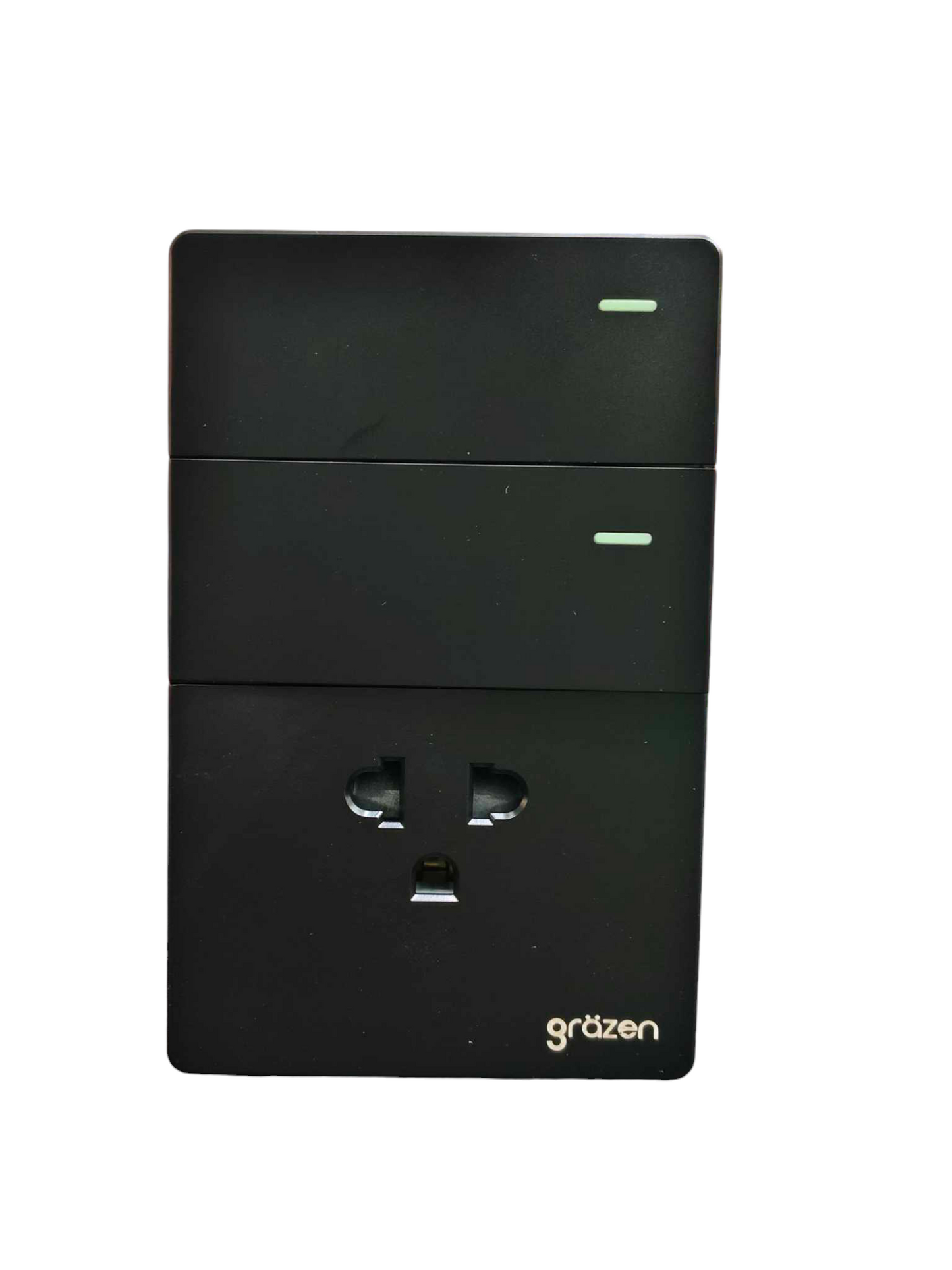 Grazen 2 Gang 1 Way Switch with 1 Gang Universal Outlet with Ground 16A 220V GW-009