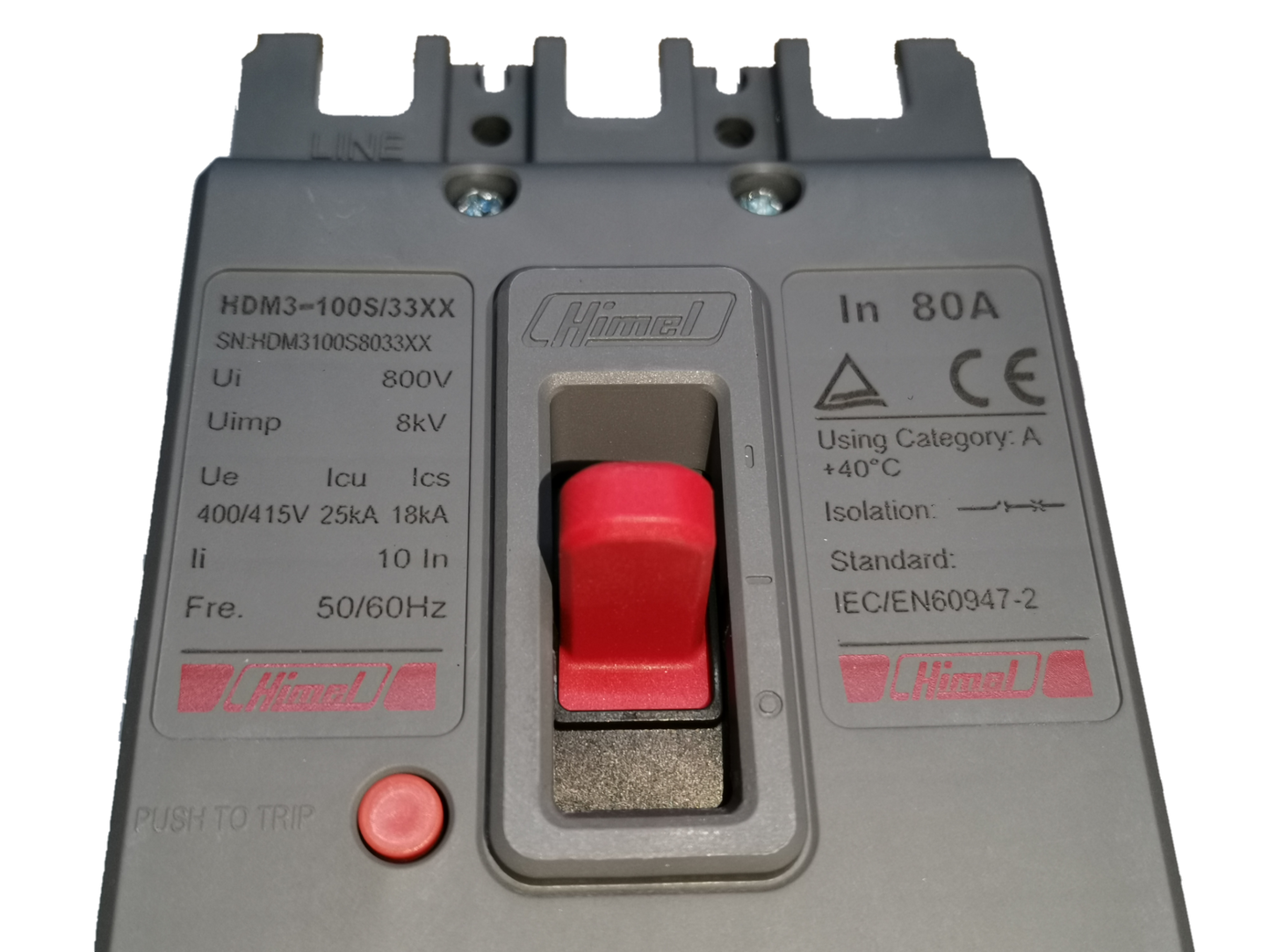 Himel 80A 3 Pole Molded Case Circuit Breaker, 80A Industrial Circuit Breaker 3 Pole 18 Kaic 250V