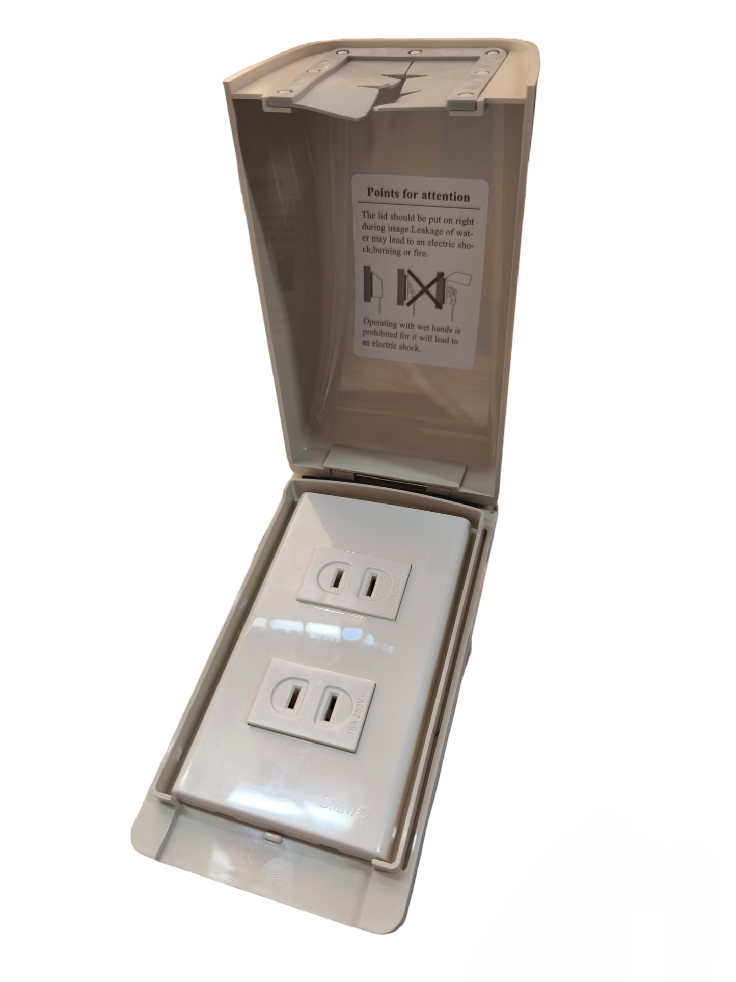 Omni Weatherproof 2 Gang Flat Pin Outlet 15A 250V WPP-601+WWP-112+(WWR-200x2)