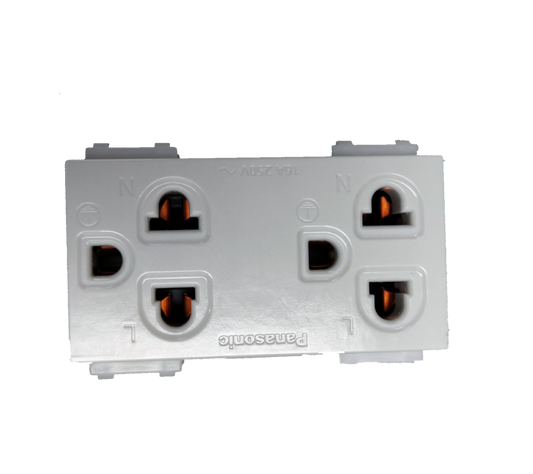 Panasonic Duplex Outlet with Ground Universal 16A 250V (10PCS), Duplex Universal Outlet with Ground, 2 Gang Universal Outlet with Ground WEG15929