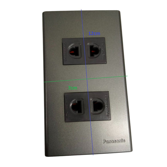 Panasonic 2 Gang Universal Convenience Outlet,2 Gang Universal Receptacle 16A 250V 16A 250V with Plate Cover Metallic Gray WEG6802MH-1/2XWEG10919H-5