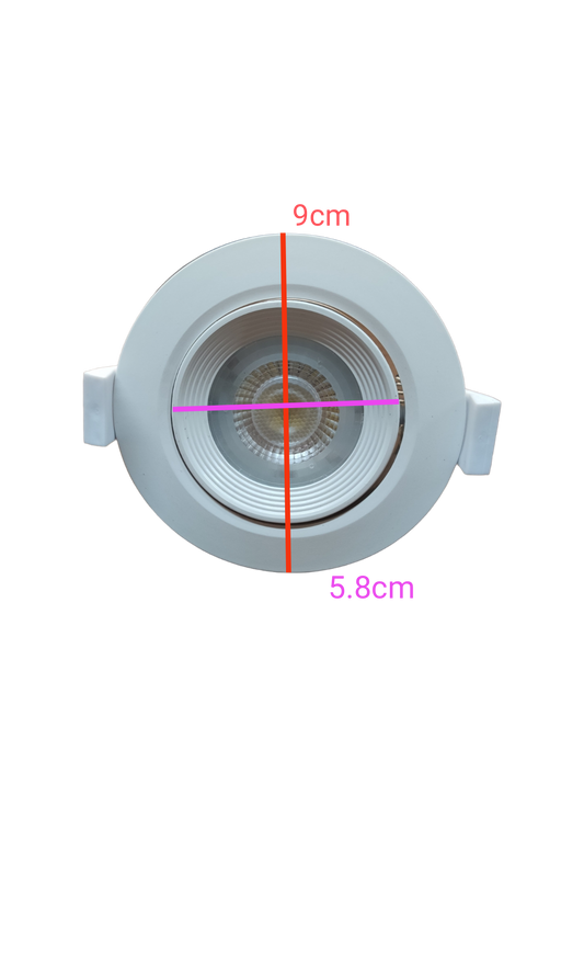 Ecolum 5W Daylight Tiltable Recessed Downlight 3.5 inch 220V 6500K 3.5" LED Downlight Swivel 220V 6500K Flush