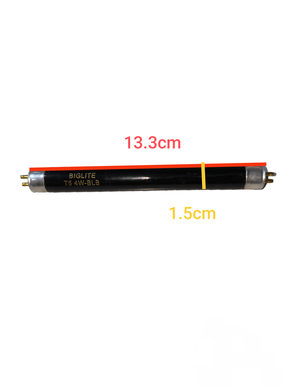 Biglite 4W T5 UV-A black light bulb fluorescent tube with 13.3 cm length and 1.5 cm diameter