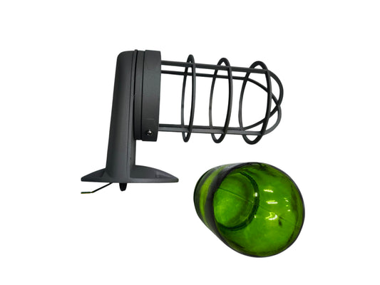 Biglite 60W outdoor vapor lamp with protective cage and green glass cover for lighting installation