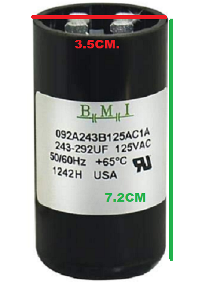 BMI 243-292MFD Motor Starting Capacitor with specifications, ideal for enhancing motor performance