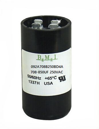BMI 708-850UF Starting Capacitor rated at 250VAC for electrical machinery applications