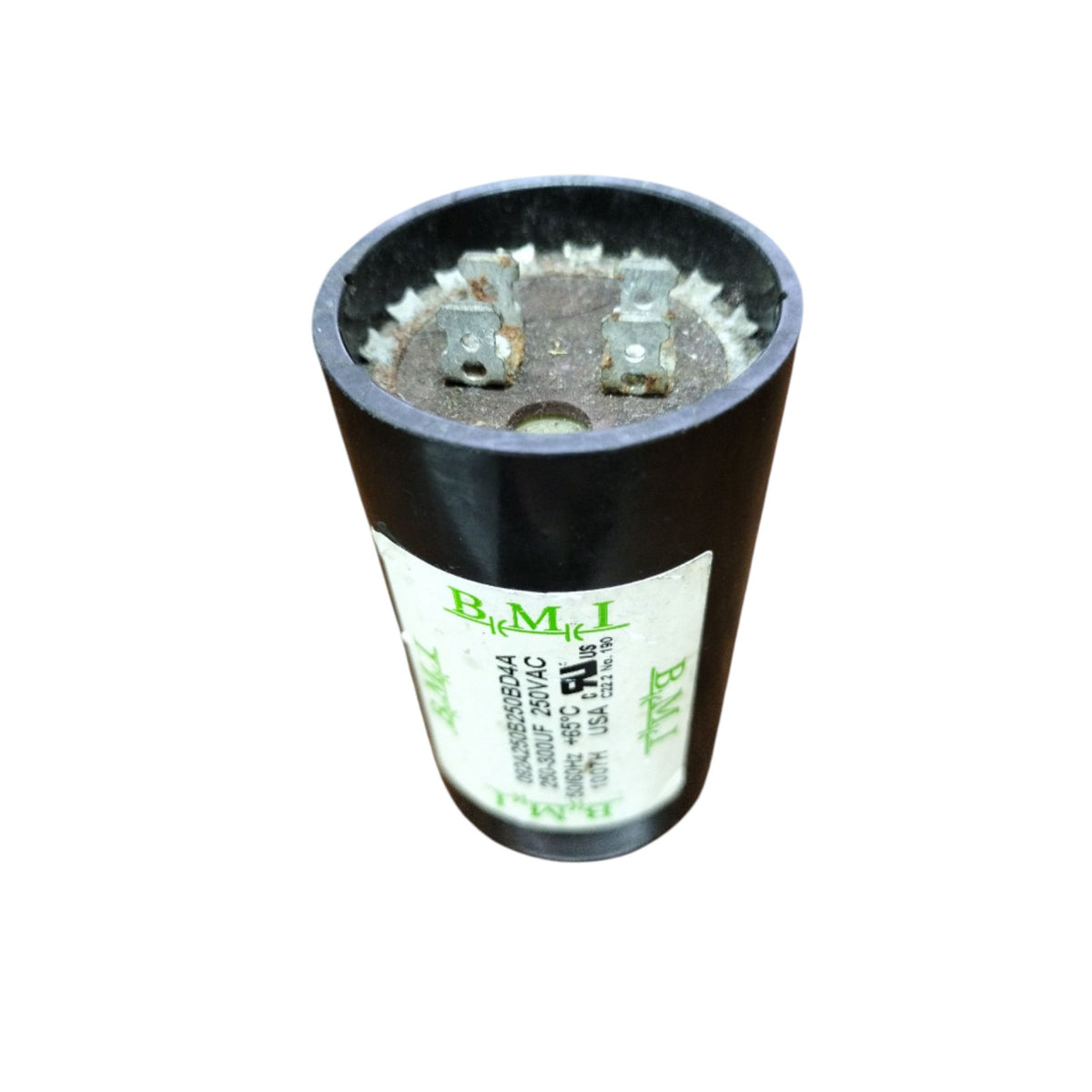 BMI 250-300uF Starting Capacitor for Electrical Circuitry and Parts with Dual Connection Terminals