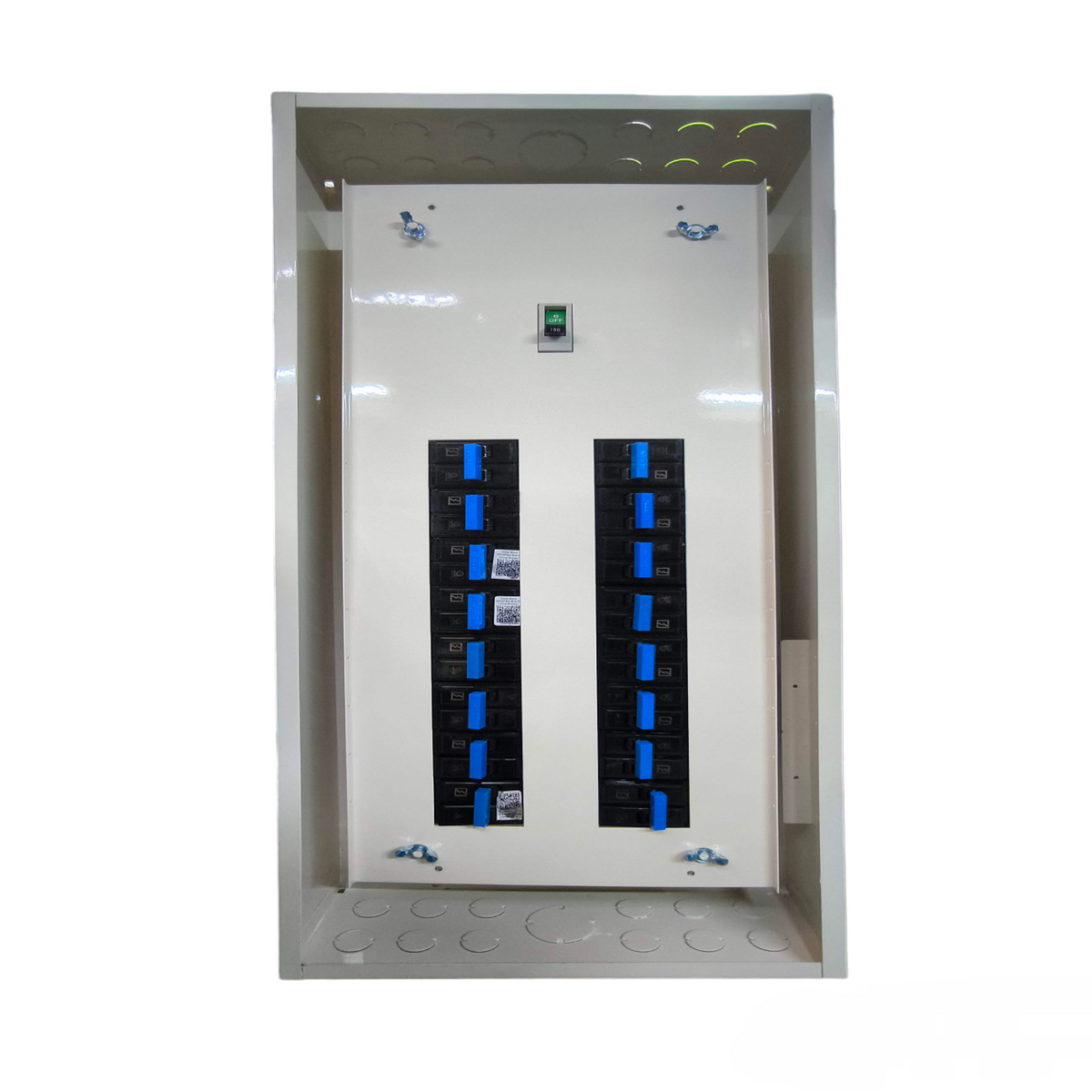 Koten Panel Board 200A 2P Main 16 Branches B-On metal enclosure with two vertical rows of breakers and single main switch