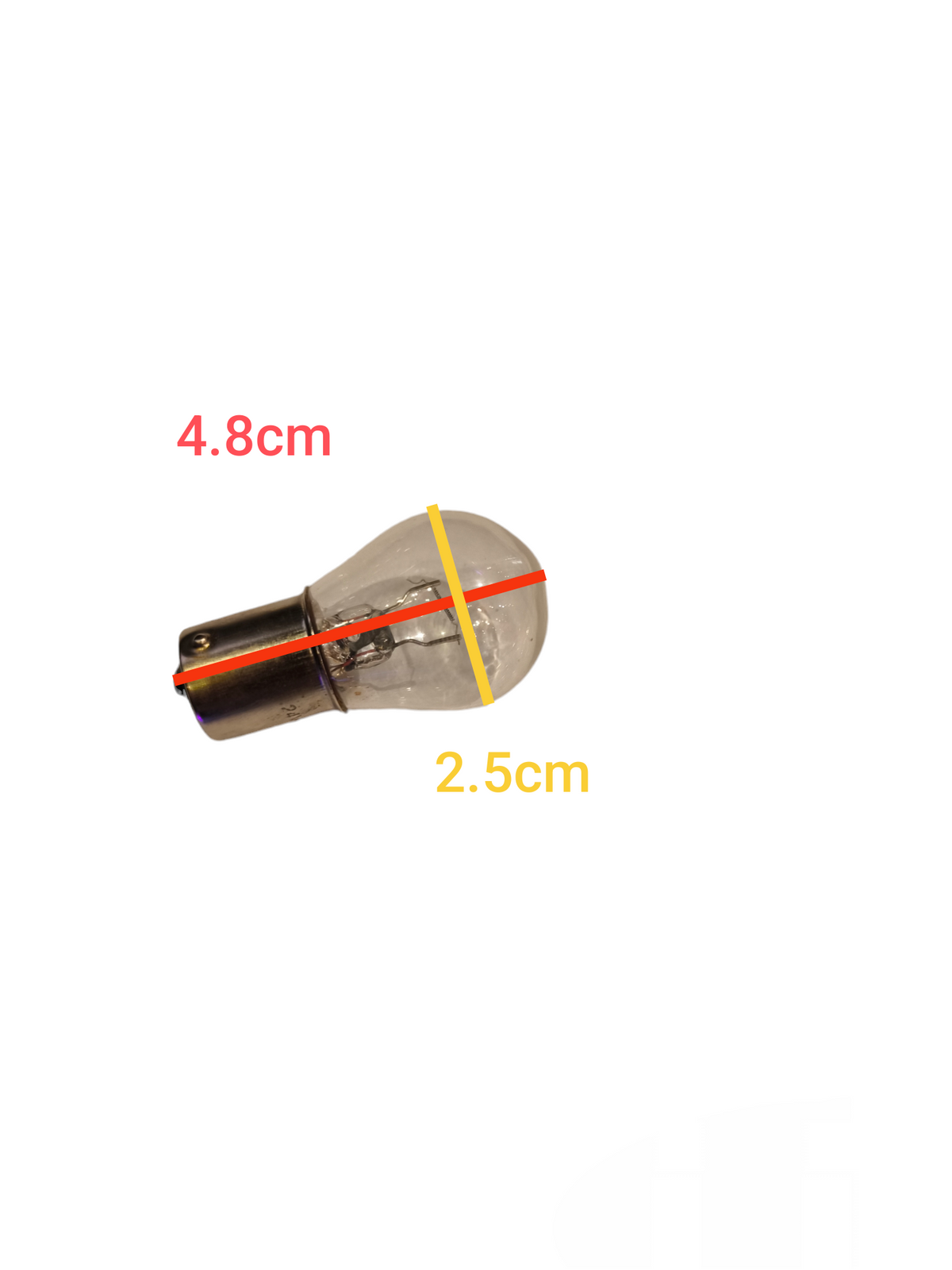Bulb B15 Double Contact 12V 5W incandescent bulb with 4.8 cm length and 2.5 cm glass diameter