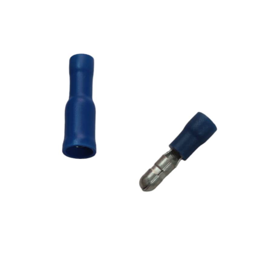 Local electrical circuitry Bullet Terminal Male and Female connectors with blue insulation sleeves