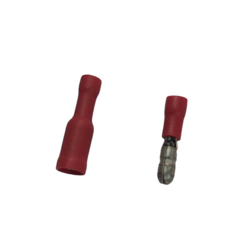 Red insulated Bullet Terminal Male and Female connectors for electrical circuitry and parts